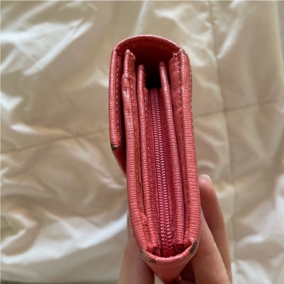 Furla two-fold long wallet L-shaped zipper coin purse pink leather for Ladies - Picture 8 of 15
